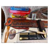 Vintage Estate Lot – Dominoes, Checkers, Grandpa’s Shop Sign, Knives, Scissors, Porcelain Sugar Bowls, Wooden Tray & More