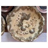 Vintage Cherub Relief Plates and Embossed Copper Israeli Souvenir Plates