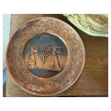 Vintage Cherub Relief Plates and Embossed Copper Israeli Souvenir Plates