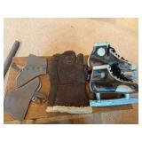 Vintage Ice Skating Gear Lot: Mid-Century Skates, Mittens, & Spats