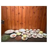 Vintage Lot of Mismatched Floral Porcelain Tea Cups & Saucers + Decorative Plates – 20+ Pieces