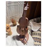 Vintage Folk Art & Decorative Collectibles Lot – Wooden Violins, Hand-Carved Figures, Pewter Mug, Hummel-Style Figurines & More