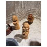 Vintage Folk Art & Decorative Collectibles Lot – Wooden Violins, Hand-Carved Figures, Pewter Mug, Hummel-Style Figurines & More