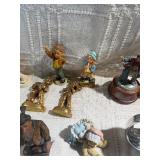 Vintage Folk Art & Decorative Collectibles Lot – Wooden Violins, Hand-Carved Figures, Pewter Mug, Hummel-Style Figurines & More