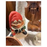 Vintage Folk Art & Decorative Collectibles Lot – Wooden Violins, Hand-Carved Figures, Pewter Mug, Hummel-Style Figurines & More