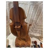 Vintage Folk Art & Decorative Collectibles Lot – Wooden Violins, Hand-Carved Figures, Pewter Mug, Hummel-Style Figurines & More