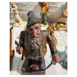 Vintage Folk Art & Decorative Collectibles Lot – Wooden Violins, Hand-Carved Figures, Pewter Mug, Hummel-Style Figurines & More