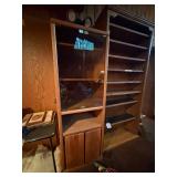Vintage Oak Wooden Display Cabinet / Media Tower with Glass Doors