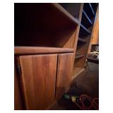 Vintage Oak Wooden Display Cabinet / Media Tower with Glass Doors