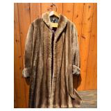 Vintage Scott Fur Company Billings Brown Real Fur Long Coat with Monogrammed Lining