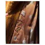 Vintage Scott Fur Company Billings Brown Real Fur Long Coat with Monogrammed Lining