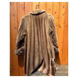 Vintage Scott Fur Company Billings Brown Real Fur Long Coat with Monogrammed Lining
