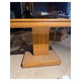 Vintage Mid-Century Style Oak End Table with Smoked Glass Insert and Brass Accents