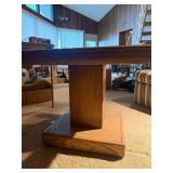 Vintage Mid-Century Style Oak End Table with Smoked Glass Insert and Brass Accents