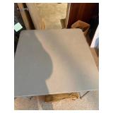 Vintage Meco Square Folding Card Table – Tan/Beige Metal Frame