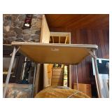 Vintage Meco Square Folding Card Table – Tan/Beige Metal Frame