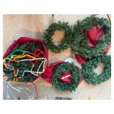 Lot of 5 Festive Artificial Christmas Wreaths – Assorted Sizes, Pre-Lit & Lighted Displays