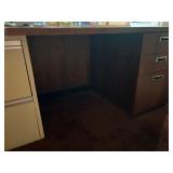 Vintage Mid-Century Modern Style Wooden Executive Office Desk - With 3 Drawers