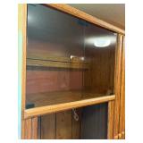 Vintage 1980s Honey Oak Entertainment Center with Hidden Pull-Out Media Rack