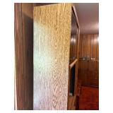 Vintage 1980s Honey Oak Entertainment Center with Hidden Pull-Out Media Rack