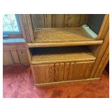 Vintage 1980s Honey Oak Entertainment Center with Hidden Pull-Out Media Rack