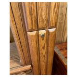 Vintage 1980s Honey Oak Entertainment Center with Hidden Pull-Out Media Rack