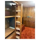 Vintage 1980s Honey Oak Entertainment Center with Hidden Pull-Out Media Rack
