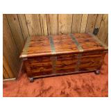 Vintage Solid Cedar Hope Chest / Blanket Trunk with Brass Strapping