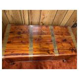 Vintage Solid Cedar Hope Chest / Blanket Trunk with Brass Strapping