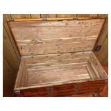 Vintage Solid Cedar Hope Chest / Blanket Trunk with Brass Strapping