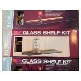 Vintage KV Glass Shelf Kits (8" x 24") & Wooden Wall Decor