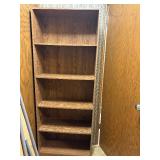 Vintage 5-Shelf Faux Oak Grain Wooden Bookcase - 5 Shelves