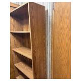 Vintage 5-Shelf Faux Oak Grain Wooden Bookcase - 5 Shelves