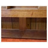 Vintage Mid-Century Wooden Queen Headboard with Faux Cane Sliding Doors