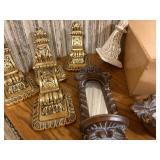Vintage Home Decor Lot - Syroco Style Corbel Brackets, Mirror Sconces & Wooden Drawers