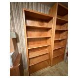 Vintage Short Solid Oak Wooden Bookcase - Adjustable Shelves