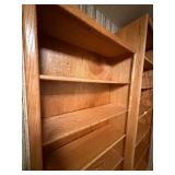 Vintage Short Solid Oak Wooden Bookcase - Adjustable Shelves