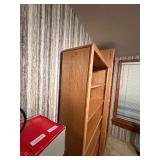 Vintage Short Solid Oak Wooden Bookcase - Adjustable Shelves