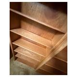 Vintage Short Solid Oak Wooden Bookcase - Adjustable Shelves