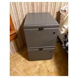 Vintage 2-Drawer Filing Cabinet / Nightstand - Gray Textured Finish - Locking
