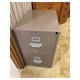 Vintage Steelcase 2-Drawer Metal Filing Cabinet - Brown / Taupe - Industrial Office