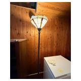 Vintage Tiffany Style Stained Glass Torchiere Floor Lamp