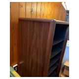Vintage Wood Grain Media Tower - Adjustable Shelves
