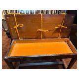 Antique Style Flip-Top Piano Stool / Storage Bench - Mustard Yellow Cushion