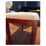 Upholstered Wooden Vanity Stool - White Faux Leather Seat