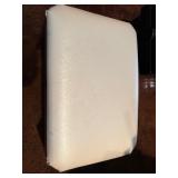 Upholstered Wooden Vanity Stool - White Faux Leather Seat