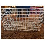 Pair of Wire Storage Baskets - 1 White Basket & 1 Black Rolling Basket with Wheels