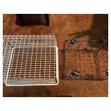 Pair of Wire Storage Baskets - 1 White Basket & 1 Black Rolling Basket with Wheels