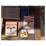 Vintage Collectibles Lot – 1935 Edition Monopoly Game, Cigar Box, & Decorative Plate with Frame