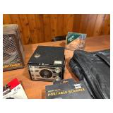 Vintage Electronics & Office Lot - Cobra Radio Scanner, Brownie Camera, VuPoint Wand Scanner, Pelonis Heater, Headphones & More
